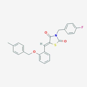 molecular formula C25H20FNO3S B302158 3-(4-Fluorobenzyl)-5-{2-[(4-methylbenzyl)oxy]benzylidene}-1,3-thiazolidine-2,4-dione 