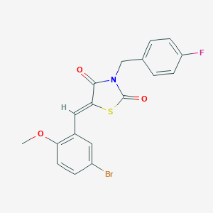 molecular formula C18H13BrFNO3S B302160 5-(5-Bromo-2-methoxybenzylidene)-3-(4-fluorobenzyl)-1,3-thiazolidine-2,4-dione 