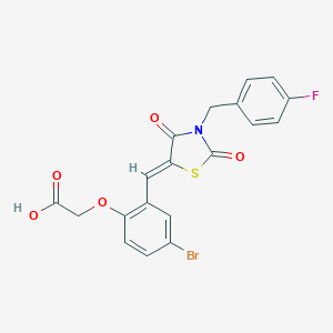 molecular formula C19H13BrFNO5S B302166 (4-bromo-2-{(Z)-[3-(4-fluorobenzyl)-2,4-dioxo-1,3-thiazolidin-5-ylidene]methyl}phenoxy)acetic acid 