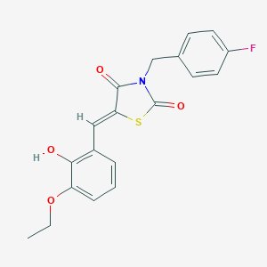 molecular formula C19H16FNO4S B302171 5-(3-Ethoxy-2-hydroxybenzylidene)-3-(4-fluorobenzyl)-1,3-thiazolidine-2,4-dione 