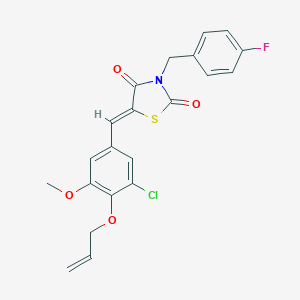 molecular formula C21H17ClFNO4S B302172 5-[4-(Allyloxy)-3-chloro-5-methoxybenzylidene]-3-(4-fluorobenzyl)-1,3-thiazolidine-2,4-dione 