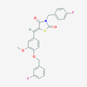 molecular formula C25H19F2NO4S B302173 (5Z)-3-(4-fluorobenzyl)-5-{4-[(3-fluorobenzyl)oxy]-3-methoxybenzylidene}-1,3-thiazolidine-2,4-dione 