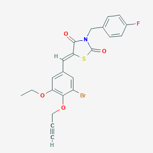 molecular formula C22H17BrFNO4S B302174 5-[3-Bromo-5-ethoxy-4-(2-propynyloxy)benzylidene]-3-(4-fluorobenzyl)-1,3-thiazolidine-2,4-dione 