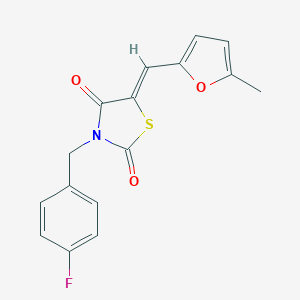 molecular formula C16H12FNO3S B302175 3-(4-Fluorobenzyl)-5-[(5-methyl-2-furyl)methylene]-1,3-thiazolidine-2,4-dione 