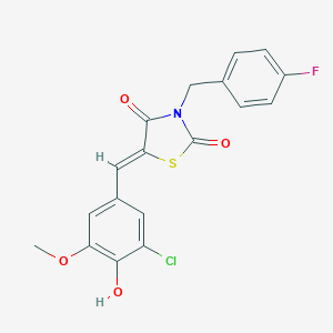 molecular formula C18H13ClFNO4S B302177 5-(3-Chloro-4-hydroxy-5-methoxybenzylidene)-3-(4-fluorobenzyl)-1,3-thiazolidine-2,4-dione 