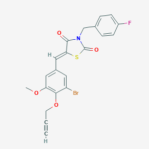 molecular formula C21H15BrFNO4S B302179 5-[3-Bromo-5-methoxy-4-(2-propynyloxy)benzylidene]-3-(4-fluorobenzyl)-1,3-thiazolidine-2,4-dione 