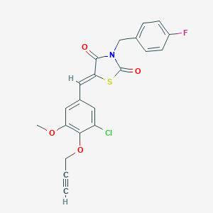 molecular formula C21H15ClFNO4S B302182 5-[3-Chloro-5-methoxy-4-(2-propynyloxy)benzylidene]-3-(4-fluorobenzyl)-1,3-thiazolidine-2,4-dione 