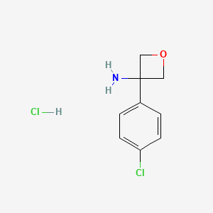 molecular formula C9H11Cl2NO B3021839 3-(4-Chlorophenyl)oxetan-3-amine hydrochloride CAS No. 1245896-06-3