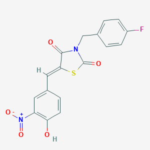 molecular formula C17H11FN2O5S B302186 3-(4-Fluorobenzyl)-5-(4-hydroxy-3-nitrobenzylidene)-1,3-thiazolidine-2,4-dione 