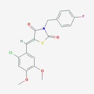 molecular formula C19H15ClFNO4S B302187 5-(2-Chloro-4,5-dimethoxybenzylidene)-3-(4-fluorobenzyl)-1,3-thiazolidine-2,4-dione 
