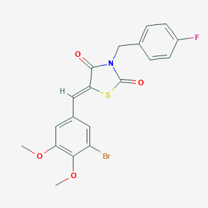 molecular formula C19H15BrFNO4S B302188 5-(3-Bromo-4,5-dimethoxybenzylidene)-3-(4-fluorobenzyl)-1,3-thiazolidine-2,4-dione 
