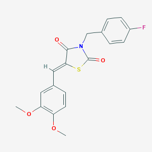 molecular formula C19H16FNO4S B302190 (5Z)-5-(3,4-dimethoxybenzylidene)-3-(4-fluorobenzyl)-1,3-thiazolidine-2,4-dione 