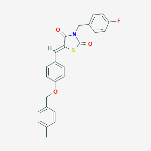 molecular formula C25H20FNO3S B302193 (5Z)-3-(4-fluorobenzyl)-5-{4-[(4-methylbenzyl)oxy]benzylidene}-1,3-thiazolidine-2,4-dione 