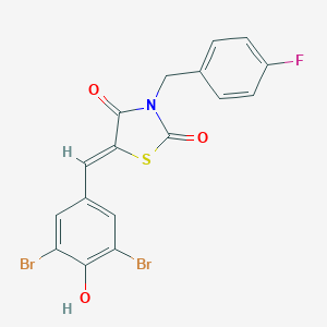 molecular formula C17H10Br2FNO3S B302194 5-(3,5-Dibromo-4-hydroxybenzylidene)-3-(4-fluorobenzyl)-1,3-thiazolidine-2,4-dione 