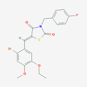 molecular formula C20H17BrFNO4S B302197 5-(2-Bromo-5-ethoxy-4-methoxybenzylidene)-3-(4-fluorobenzyl)-1,3-thiazolidine-2,4-dione 