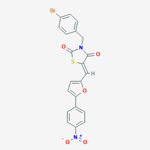 molecular formula C21H13BrN2O5S B302203 3-(4-Bromobenzyl)-5-[(5-{4-nitrophenyl}-2-furyl)methylene]-1,3-thiazolidine-2,4-dione 