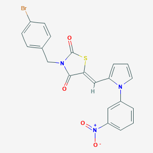 molecular formula C21H14BrN3O4S B302204 3-(4-bromobenzyl)-5-[(1-{3-nitrophenyl}-1H-pyrrol-2-yl)methylene]-1,3-thiazolidine-2,4-dione 