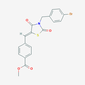 molecular formula C19H14BrNO4S B302206 Methyl 4-{[3-(4-bromobenzyl)-2,4-dioxo-1,3-thiazolidin-5-ylidene]methyl}benzoate 