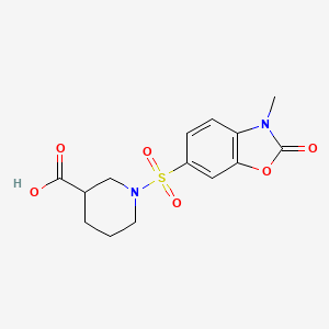molecular formula C14H16N2O6S B3022200 1-[(3-Methyl-2-oxo-2,3-dihydro-1,3-benzoxazol-6-yl)sulfonyl]piperidine-3-carboxylic acid CAS No. 929696-36-6