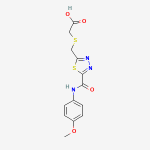 molecular formula C13H13N3O4S2 B3022217 {[(5-{[(4-Methoxyphenyl)amino]carbonyl}-1,3,4-thiadiazol-2-yl)methyl]thio}acetic acid CAS No. 1142202-88-7