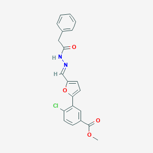 molecular formula C21H17ClN2O4 B302224 methyl 4-chloro-3-(5-{(E)-[2-(phenylacetyl)hydrazinylidene]methyl}furan-2-yl)benzoate 