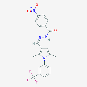 molecular formula C21H17F3N4O3 B302226 N'-({2,5-dimethyl-1-[3-(trifluoromethyl)phenyl]-1H-pyrrol-3-yl}methylene)-4-nitrobenzohydrazide 