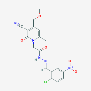 molecular formula C18H16ClN5O5 B302229 N'-{2-chloro-5-nitrobenzylidene}-2-(3-cyano-4-(methoxymethyl)-6-methyl-2-oxo-1(2H)-pyridinyl)acetohydrazide 