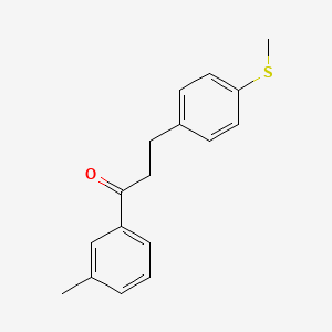 molecular formula C17H18OS B3022299 3'-Methyl-2-(4-thiomethylphenyl)propiophenone CAS No. 898780-77-3