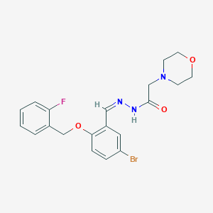 molecular formula C20H21BrFN3O3 B302230 N'-{5-bromo-2-[(2-fluorobenzyl)oxy]benzylidene}-2-(4-morpholinyl)acetohydrazide 