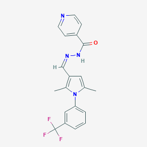 molecular formula C20H17F3N4O B302232 N-[(Z)-[2,5-dimethyl-1-[3-(trifluoromethyl)phenyl]pyrrol-3-yl]methylideneamino]pyridine-4-carboxamide 