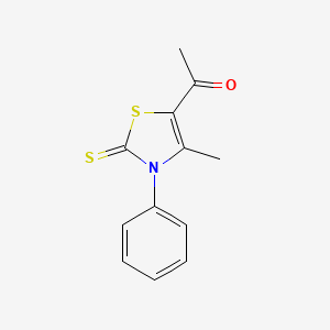 molecular formula C12H11NOS2 B3022349 1-(4-Methyl-3-phenyl-2-thioxo-2,3-dihydro-1,3-thiazol-5-yl)ethanone CAS No. 156139-61-6