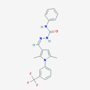 molecular formula C21H19F3N4O B302235 2,5-dimethyl-1-[3-(trifluoromethyl)phenyl]-1H-pyrrole-3-carbaldehyde N-phenylsemicarbazone 