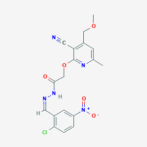 molecular formula C18H16ClN5O5 B302239 N'-{2-chloro-5-nitrobenzylidene}-2-{[3-cyano-4-(methoxymethyl)-6-methyl-2-pyridinyl]oxy}acetohydrazide 