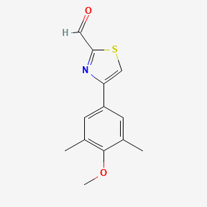 molecular formula C13H13NO2S B3022395 4-(4-Methoxy-3,5-dimethylphenyl)-1,3-thiazole-2-carbaldehyde CAS No. 383140-60-1