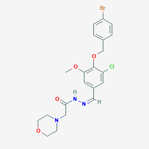 molecular formula C21H23BrClN3O4 B302241 N'-{4-[(4-bromobenzyl)oxy]-3-chloro-5-methoxybenzylidene}-2-(4-morpholinyl)acetohydrazide 