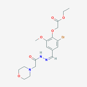 molecular formula C18H24BrN3O6 B302242 Ethyl {2-bromo-6-methoxy-4-[2-(4-morpholinylacetyl)carbohydrazonoyl]phenoxy}acetate 