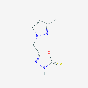 molecular formula C7H8N4OS B3022510 5-[(3-methyl-1H-pyrazol-1-yl)methyl]-1,3,4-oxadiazole-2-thiol CAS No. 1004643-57-5