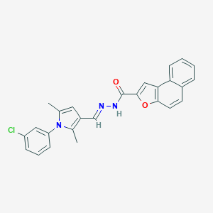 molecular formula C26H20ClN3O2 B302259 N'-{(E)-[1-(3-chlorophenyl)-2,5-dimethyl-1H-pyrrol-3-yl]methylidene}naphtho[2,1-b]furan-2-carbohydrazide 
