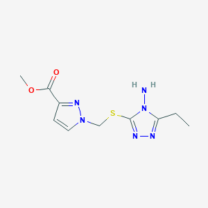 molecular formula C10H14N6O2S B3022620 methyl 1-(((4-amino-5-ethyl-4H-1,2,4-triazol-3-yl)thio)methyl)-1H-pyrazole-3-carboxylate CAS No. 956440-77-0