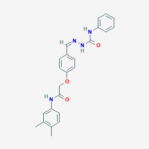 molecular formula C24H24N4O3 B302266 2-{4-[2-(anilinocarbonyl)carbohydrazonoyl]phenoxy}-N-(3,4-dimethylphenyl)acetamide 