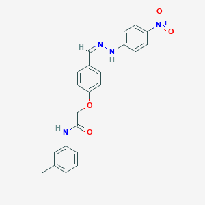 molecular formula C23H22N4O4 B302268 N-(3,4-dimethylphenyl)-2-[4-(2-{4-nitrophenyl}carbohydrazonoyl)phenoxy]acetamide 