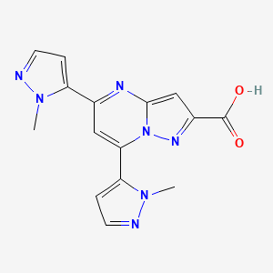 molecular formula C15H13N7O2 B3022688 5,7-双(1-甲基-1H-吡唑-5-基)吡唑并[1,5-a]嘧啶-2-羧酸 CAS No. 1004727-44-9
