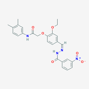 molecular formula C26H26N4O6 B302270 N-(3,4-dimethylphenyl)-2-[2-ethoxy-4-(2-{3-nitrobenzoyl}carbohydrazonoyl)phenoxy]acetamide 
