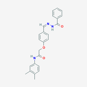 molecular formula C24H23N3O3 B302281 2-[4-(2-benzoylcarbohydrazonoyl)phenoxy]-N-(3,4-dimethylphenyl)acetamide 