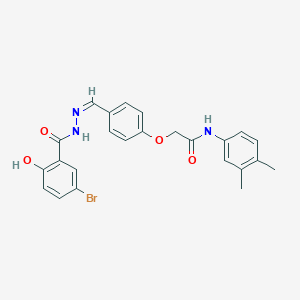 molecular formula C24H22BrN3O4 B302282 2-{4-[2-(5-bromo-2-hydroxybenzoyl)carbohydrazonoyl]phenoxy}-N-(3,4-dimethylphenyl)acetamide 
