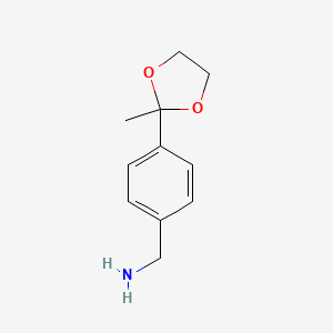 molecular formula C11H15NO2 B3022841 Benzenemethanamine, 4-(2-methyl-1,3-dioxolan-2-yl)- CAS No. 66522-61-0