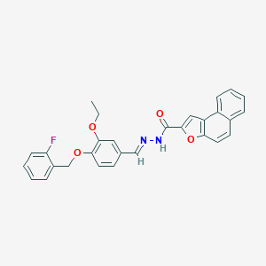 molecular formula C29H23FN2O4 B302289 N'-{3-ethoxy-4-[(2-fluorobenzyl)oxy]benzylidene}naphtho[2,1-b]furan-2-carbohydrazide 