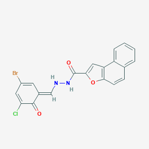 molecular formula C20H12BrClN2O3 B302308 N'-[(E)-(3-bromo-5-chloro-6-oxocyclohexa-2,4-dien-1-ylidene)methyl]benzo[e][1]benzofuran-2-carbohydrazide 