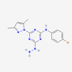 molecular formula C14H15BrN8 B3023184 N-(4-bromophenyl)-4-(3,5-dimethyl-1H-pyrazol-1-yl)-6-hydrazino-1,3,5-triazin-2-amine CAS No. 1158450-00-0