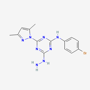 N-(4-bromophenyl)-4-(3,5-dimethyl-1H-pyrazol-1-yl)-6-hydrazino-1,3,5-triazin-2-amine